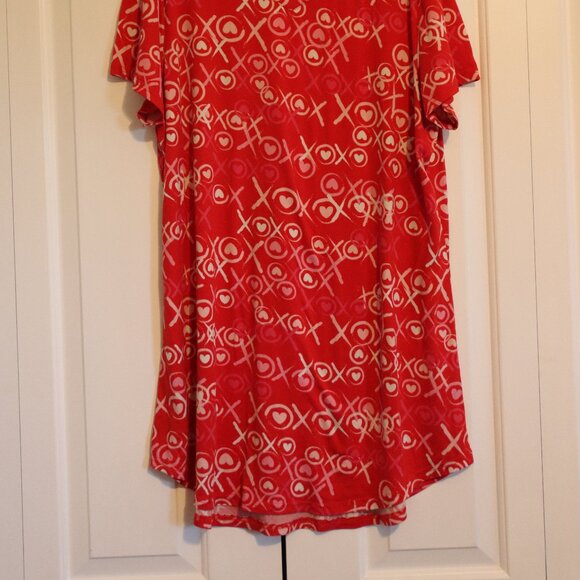 Just Be XL X's and O's Red/White/Pink Very Soft Cozy Night Gown Short Sleeve - Picture 12 of 12